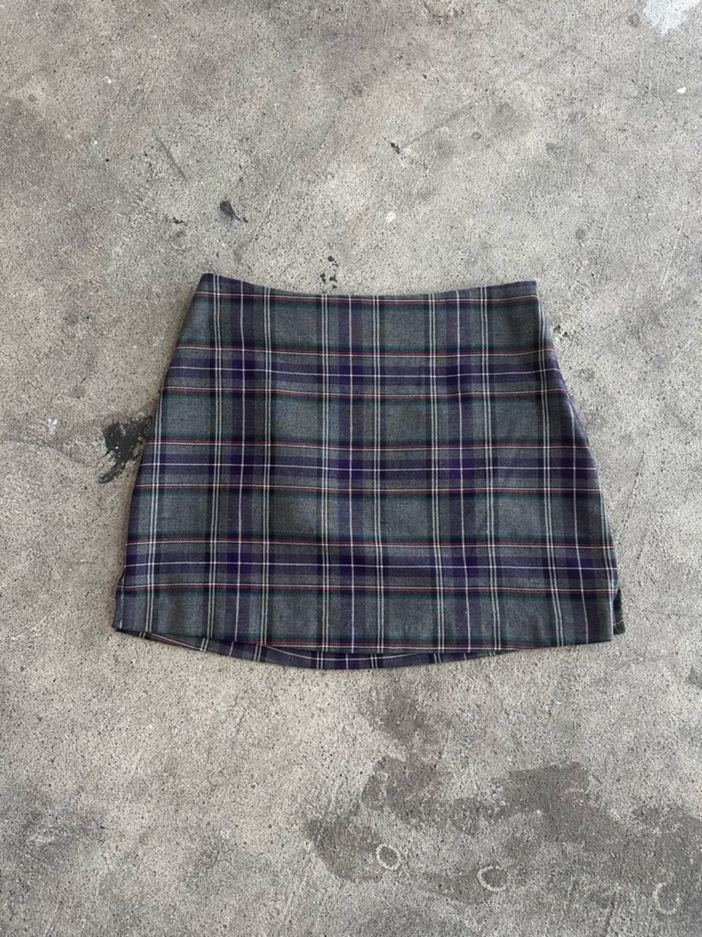 Plaid Mini Skirt in Grey and Purple - Women's Skirt